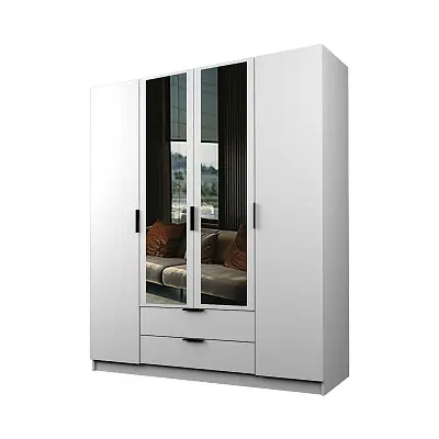 картинка Шкаф ЭКОН распашной 4-х дверный с 2-мя ящиками с 2-мя зеркалами от магазина КУПИ КУПЕ